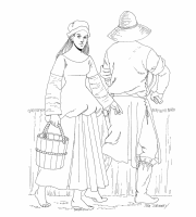 A coloring page of middle ages clothing